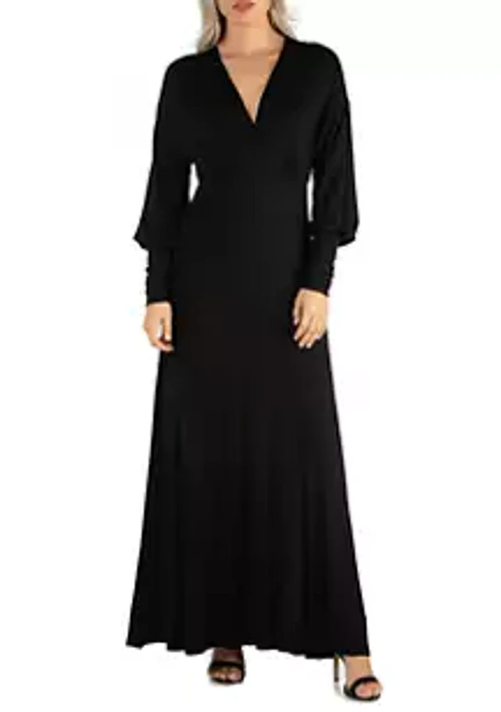 24seven Comfort Apparel Women's Formal Long Sleeve Maxi Dress