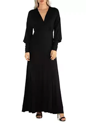 24seven Comfort Apparel Women's Formal Long Sleeve Maxi Dress