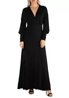 24seven Comfort Apparel Women's Formal Long Sleeve Maxi Dress