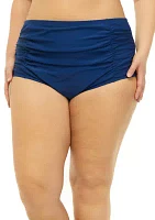 Plus Shirred High Waist Swim Bottoms