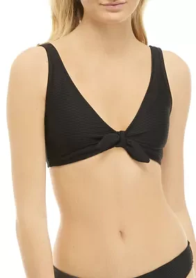 Ribbed Tie Front Bralette Swim Top