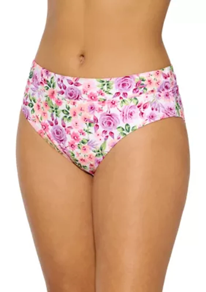 Women's Rose Garden Banded High Waist Swim Bottoms