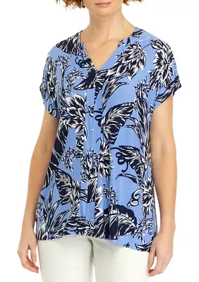 Women's Short Sleeve Split Neck Suzette Shirt