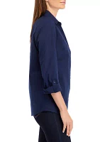 Women's Y-Neck Button Down Shirt