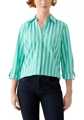 Women's Y-Neck Button Down Shirt