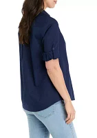 Women's Roll Tab Button Front Shirt