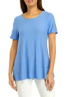 Women's Short Sleeve Button Tunic Top