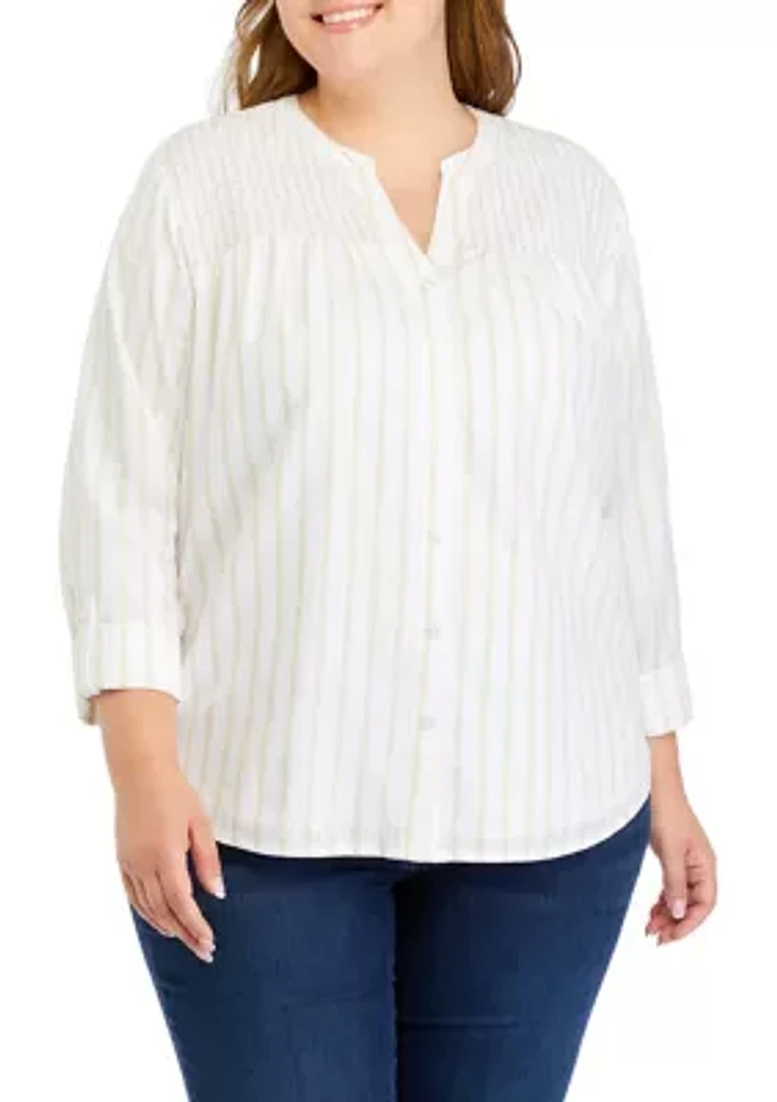 Plus Smock Yoke Striped Shirt