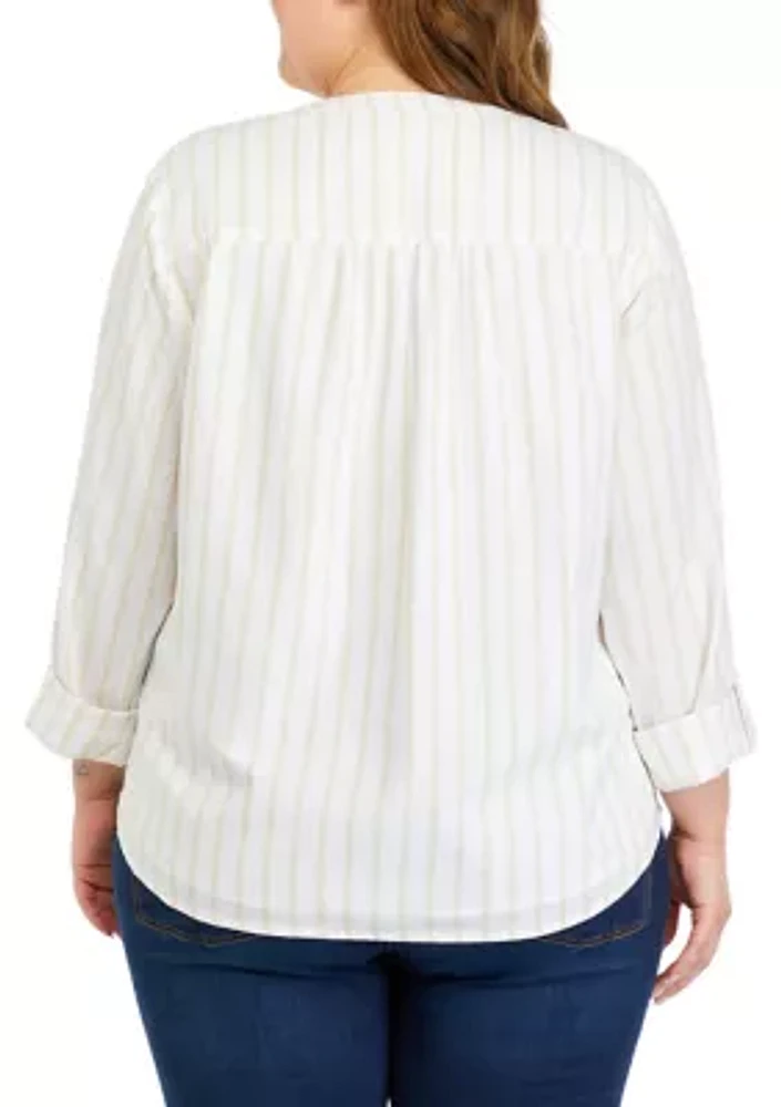 Plus Smock Yoke Striped Shirt