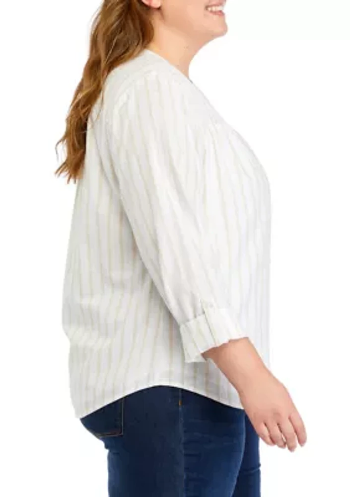 Plus Smock Yoke Striped Shirt