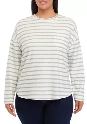 Plus Drop Shoulder Striped Shirt