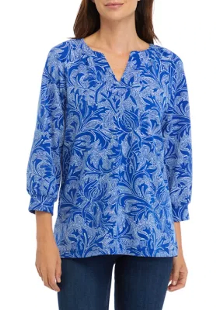 Women's Printed Peasant Top