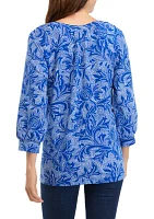 Women's Printed Peasant Top