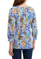 Women's Printed Peasant Top