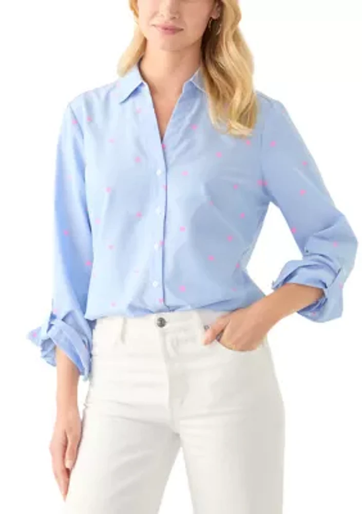 Women's Roll Tab Sleeve Cutaway Neck Shirt