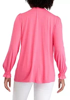 Women's Long Sleeve Top with Smocking at Yoke