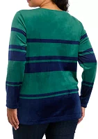 Plus Velour Striped Top