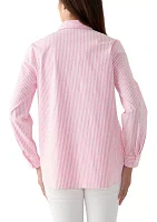 Women's Woven Stripe Popover Tunic Top