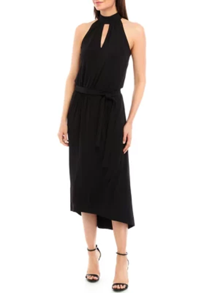 Women's Halter Mock Neck Midi Dress