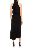 Women's Halter Mock Neck Midi Dress