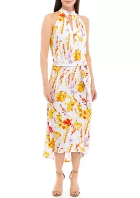 Women's Printed Halter Neck Midi Dress