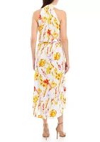 Women's Printed Halter Neck Midi Dress