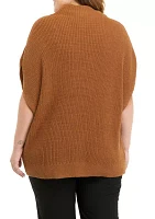 Plus Mock Neck Ribbed Sweater