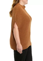 Plus Mock Neck Ribbed Sweater