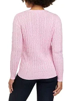 Petite Long Sleeve Cable Crew Sweater