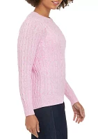 Petite Long Sleeve Cable Crew Sweater