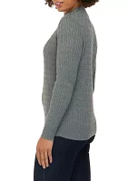 Petite Long Sleeve Turtleneck Cable Sweater