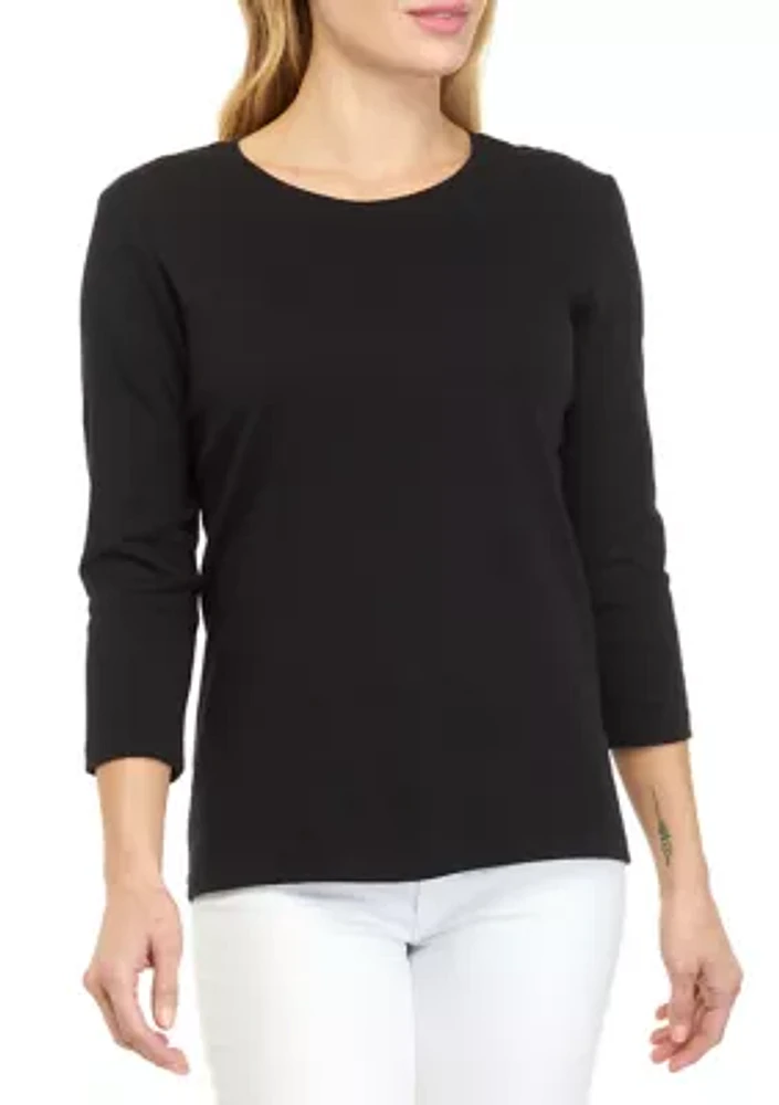 Petite 3/4 Sleeve Solid Top