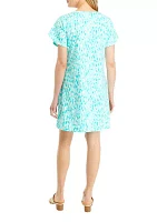 Petite Short Sleeve Allover Print Dress