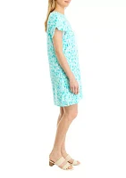 Petite Short Sleeve Allover Print Dress