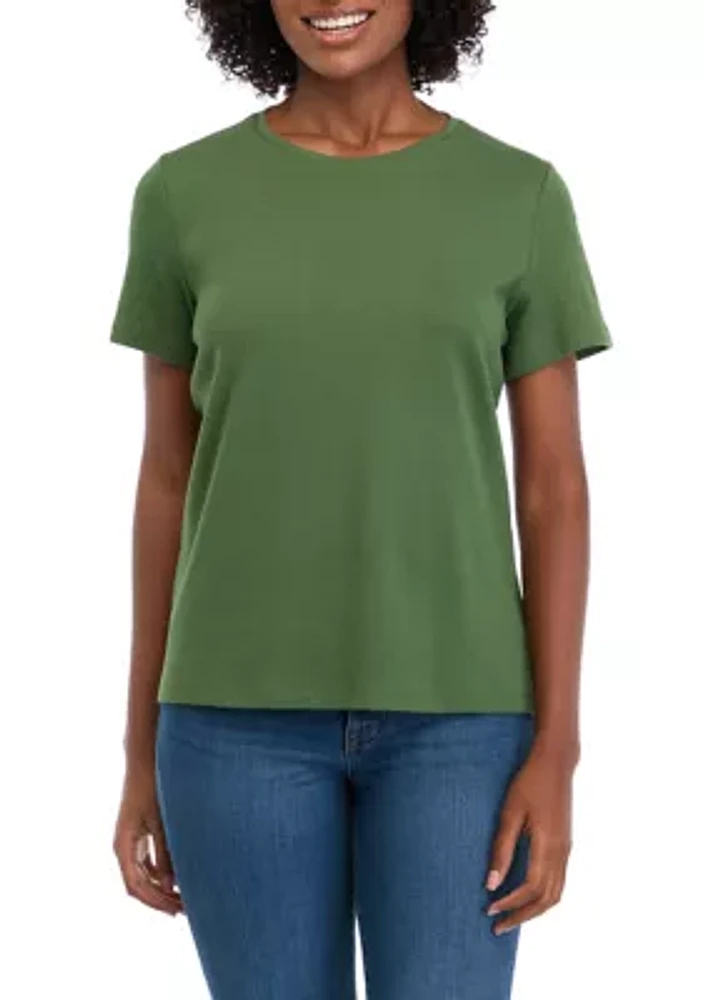 Petite Solid Cotton T-Shirt