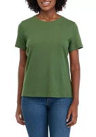 Petite Solid Cotton T-Shirt