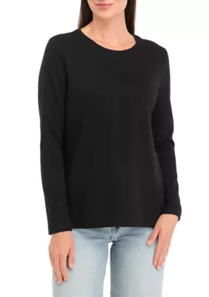 Petite Long Sleeve Cotton T-Shirt