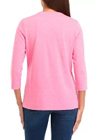 Petite 3/4 Sleeve Crew Neck Graphic T-Shirt