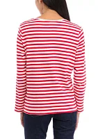 Petite Striped Holiday Graphic Top