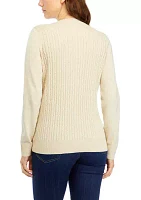 Petite Long Sleeve Cable Knit Sweater