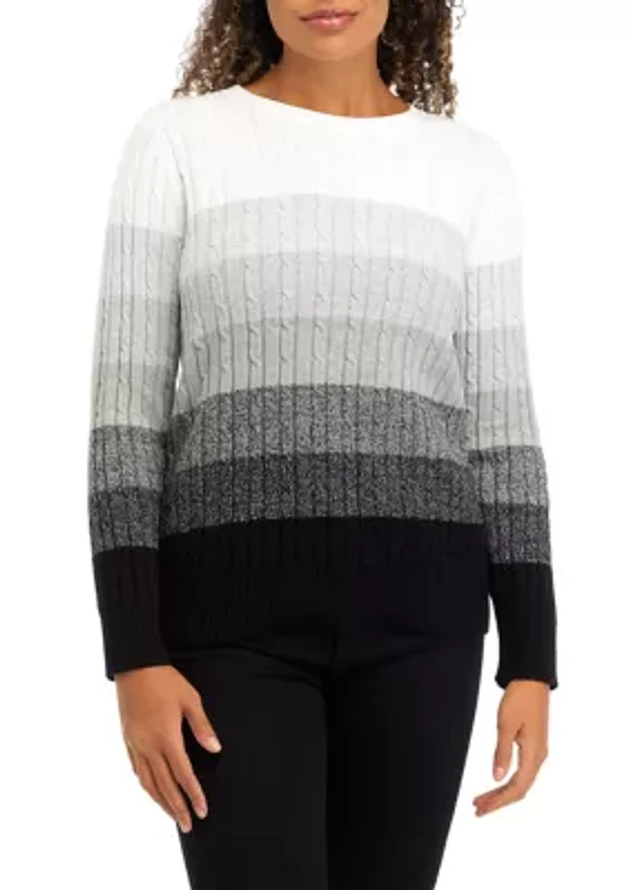 Petite Cable Knit Color Block Sweater