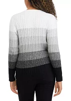 Petite Cable Knit Color Block Sweater