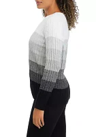 Petite Cable Knit Color Block Sweater