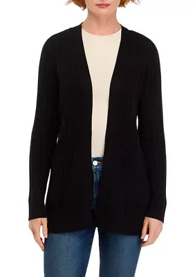 Petite Long Sleeve Cable Cardigan