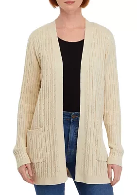 Petite Long Sleeve Cable Knit Cardigan