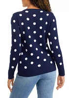 Petite Long Sleeve Crew Jacquard Sweater