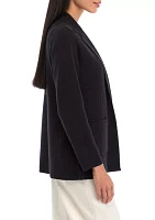 Petite Long Sleeve Open Front Sweater Blazer