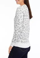 Petite Long Sleeve Animal Print Pullover