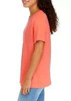 Petite Short Sleeve Crew Neck Fashion T-Shirt