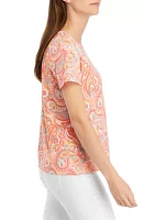 Petite Short Sleeve Printed Top